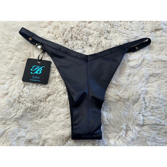 Honey Birdette EIVISSA🖤 Black & Gold Studded Swim Bikini Bottom XS - Picture 2 of 3